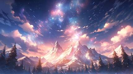 ［AI生成画像］雪山、夜空16