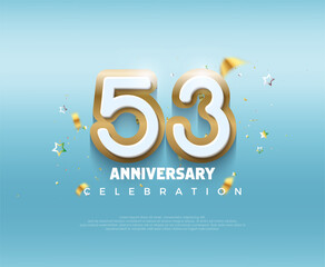Modern design for 53rd anniversary celebration. with modern 3d design. Premium vector background for greeting and celebration.