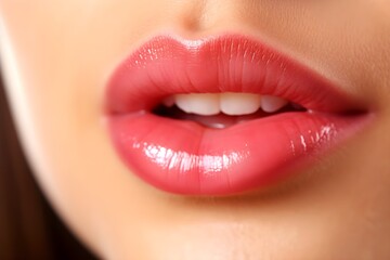 Obraz premium 女性の口元のクロースアップ