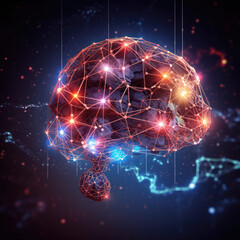  a glowing brain connected to a
