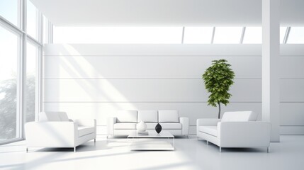 Modern white interiors. illustration