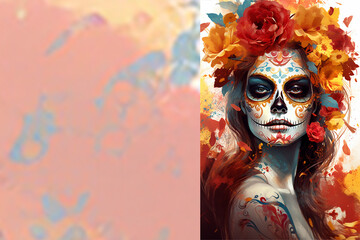 Beautiful Women with Day of the Dead Makeup using fall colors