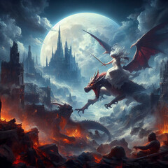 Goddess who flies on a  dragon  in o legend