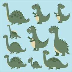 set of dinosaur cartoon