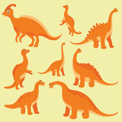 set of dinosaurs vector