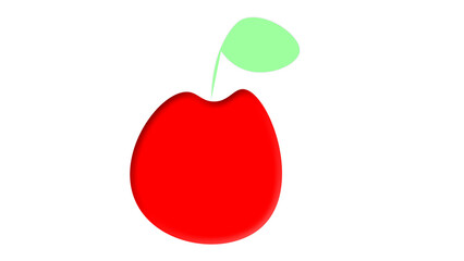 Red apple with white background. Apple clipart.
