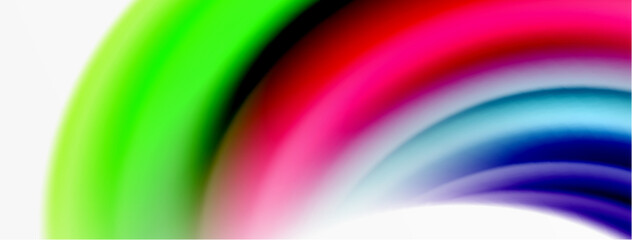 Rainbow color silk blurred wavy line background on white, luxuriously vibrant visually captivating backdrop. Stunning blend of colors reminiscent of rainbow, silky and gracefully blurred wavy pattern