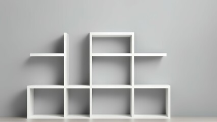 3d shelves on white background