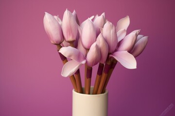 Pencils in a shade resembling the color of magnolia flowers. Generative AI