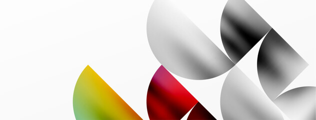 Minimalist geometric background featuring metallic round triangles, delivering sleek and modern visual aesthetic with emphasis on clean, metallic forms for wallpaper, banner, background, landing page