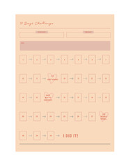 30 Days Challenge planner. 