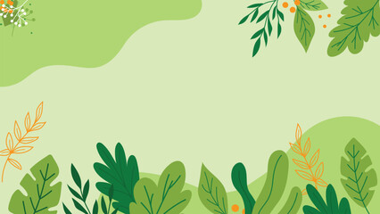 World environment day banner with leaf plant on green background vector design - obrazy, fototapety, plakaty