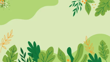 Poster World environment day banner with leaf plant on green background vector design © Rizal