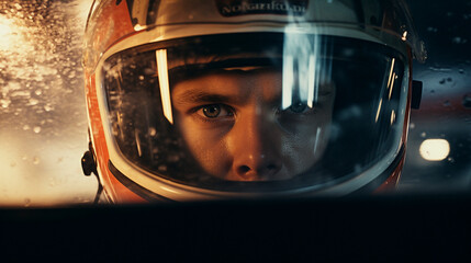 Fototapeta premium Headed for Glory: Formula 1 Ace Ready to Soar, generative ai