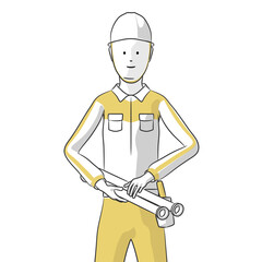 ガス工事士として働く男性のシンプルなイラスト