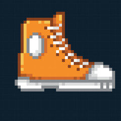 Illustration of an orange tennis shoe, pixel art clothing