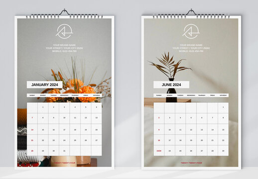 Boho Wall Calendar 2024 Layout