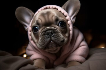 Glowing adorable Frenchie. Generative AI