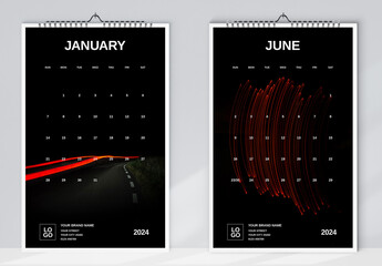 Dark Wall Calendar 2024 Layout