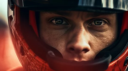Foto op Plexiglas Eyes of the Racer: Close-up of Formula 1 Driver's Focus, Generative AI © Adolfo Perez Design