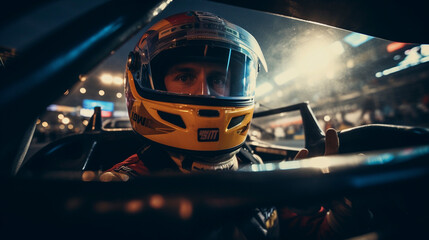 Naklejka premium Track Harmony: Racecar Driver's Precision Performance, Generative AI