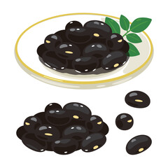 皿に盛られた黒豆煮