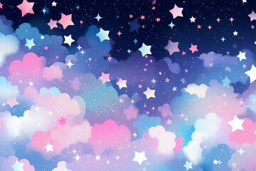 星と雲の夢かわいい夜空の背景