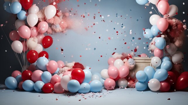 red and blue balloons  generated by AI