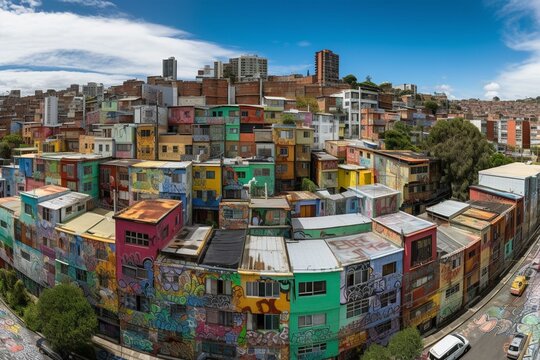 Vibrant urban panorama. Generative AI