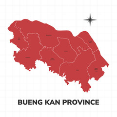 Bueng Kan Province map illustration. Map of the province in Thailand