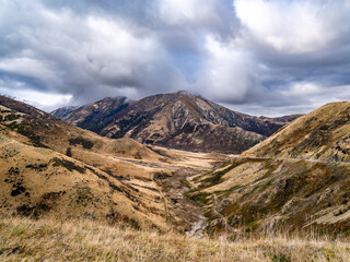 Fototapeta premium Valley landscape with sky and clouds