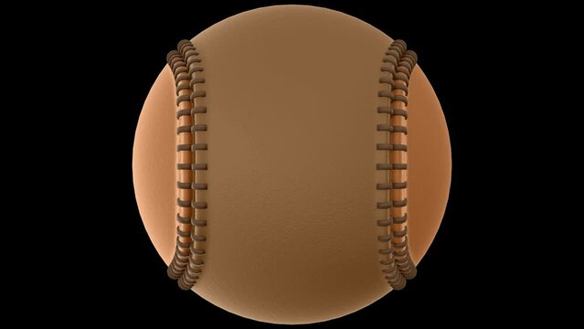 Animated video of a realistic rotating brown baseball ball