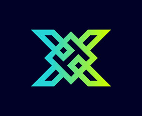 The monogram is the letter H and X. Elegant and outline.