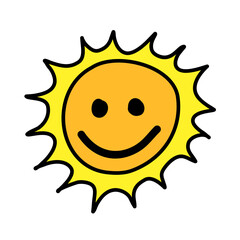 Summer yellow sun doodle