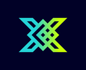 The monogram is the letter L and X. Elegant and outline.