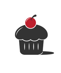 Sweet cake slice with lychee fruit isolated, cake slice design in flat style. vector illustration