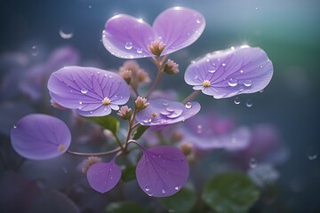 Professional Close up Photography of Lunaria flower surrounded by fog, nature