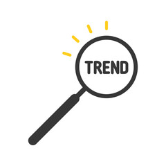TRENDの文字とシンプルな虫眼鏡のアイコン - トレンド･流行･マーケティングのイメージ素材