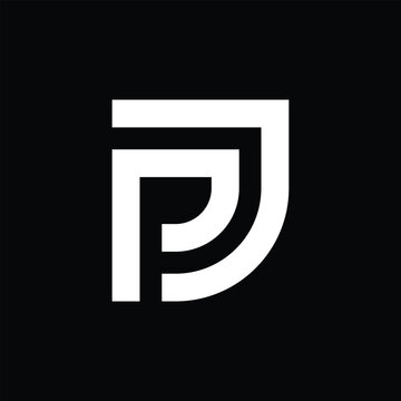 modern monogram PJ JP letters initial based logo design