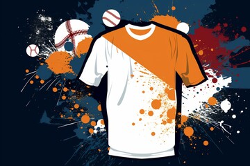 Sports-themed abstract background with t-shirt and long sleeve designs for various teams and sports. Generative AI