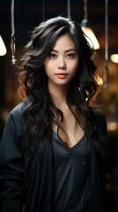 Obraz na płótnie Canvas Portrait Good Looking Brunette Young Asian Woman , Background Image,Desktop Wallpaper Backgrounds, Hd