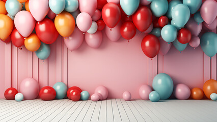 Birthday background with realistic balloons.