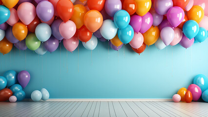 Fototapeta na wymiar Birthday background with realistic balloons.