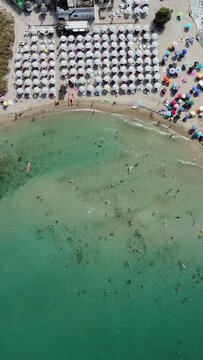 Drone footage of the beach at Lido Morelli, Apulia, Italy