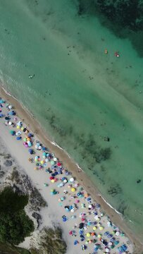 Drone footage of the beach at Lido Morelli, Apulia, Italy