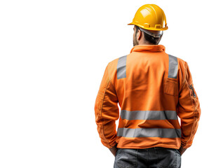 construction engineer standing with his back, png transparent, generative ai