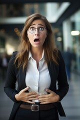 Businesswoman in a panic attack - obrazy, fototapety, plakaty
