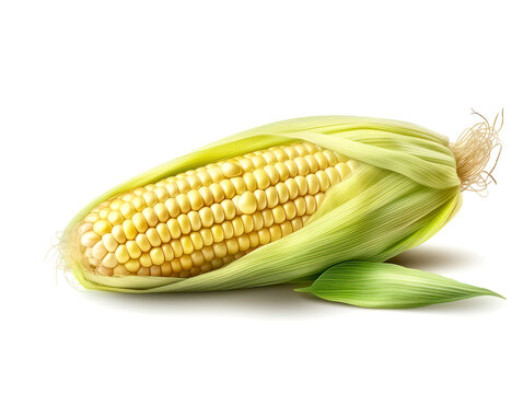 Fresh corn cobs isolated on white background cutout. Sweet corn.