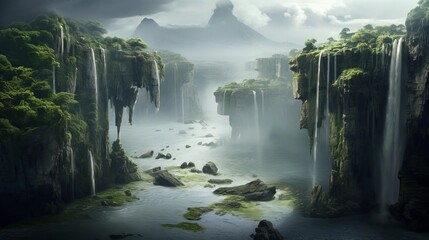 壮大な滝の自然風景,Generative AI AI画像 - obrazy, fototapety, plakaty