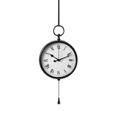 hanging clock on the wall isolated on white background